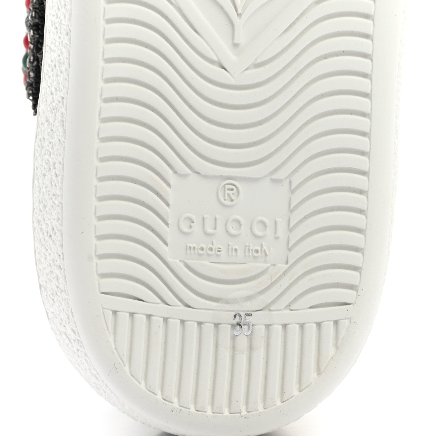 Gucci Calfskin Web Studded Womens Arrow Ace Sneakers 35 White 7 of 8