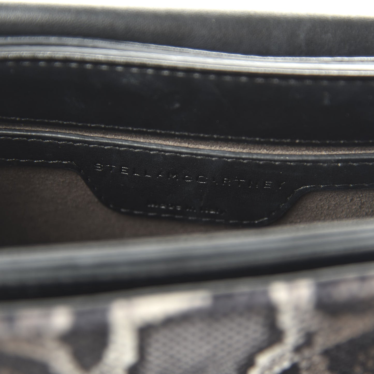 Snake Print Velvet Falabella Box Shoulder Bag Black