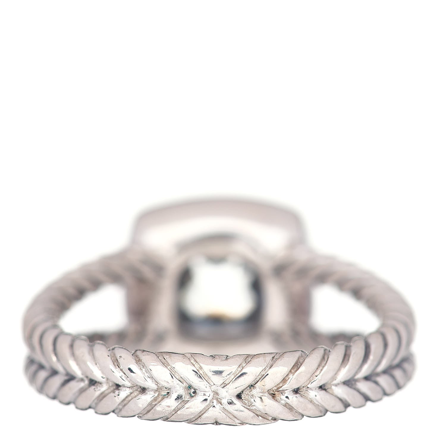 David Yurman Sterling Silver Diamond Prasiolite 7mm Petite Albion Ring 57 8 4 of 5