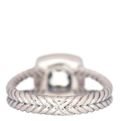 David Yurman Sterling Silver Diamond Prasiolite 7mm Petite Albion Ring 57 8 4 of 5