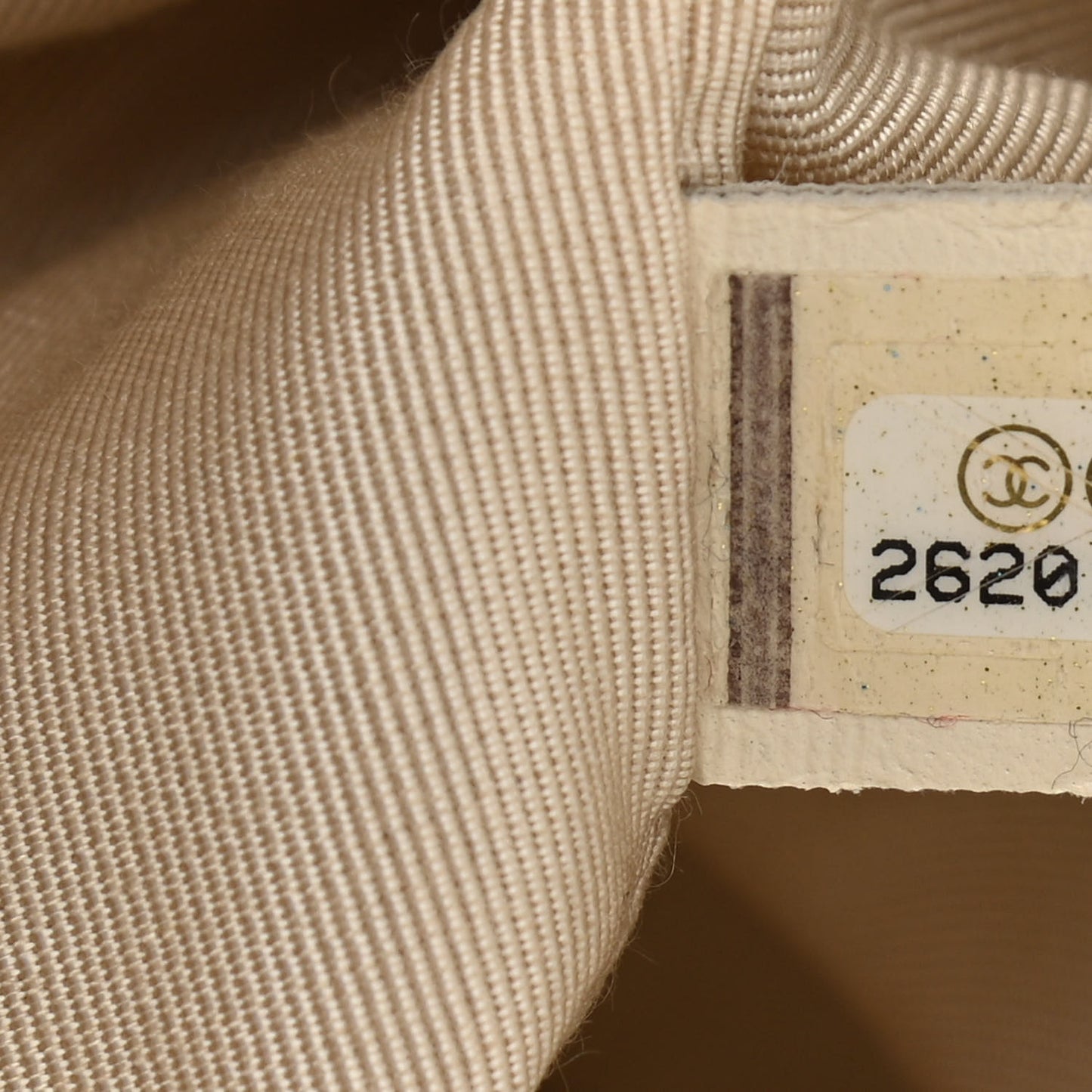 Caviar Flat Quilted CC Chain Bucket Drawstring Bag Light Beige