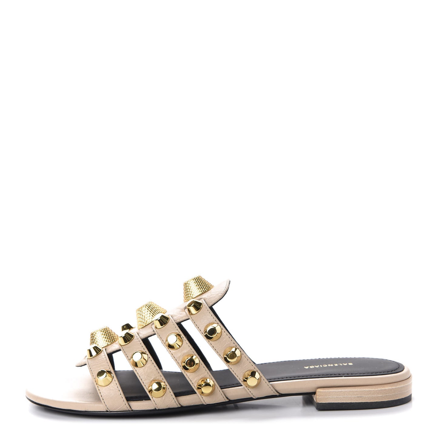 Agneau Lambskin Giant Gold Stud Sandals 36 Beige