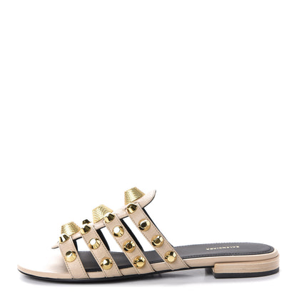 Balenciaga Agneau Lambskin Giant Gold Stud Sandals 36 Beige 1 of 10