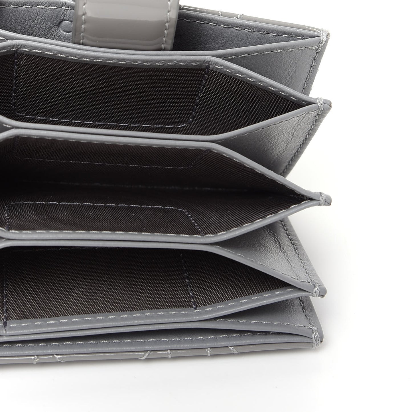 Patent Cannage Lady Dior 5-Gusset Card Holder Grey