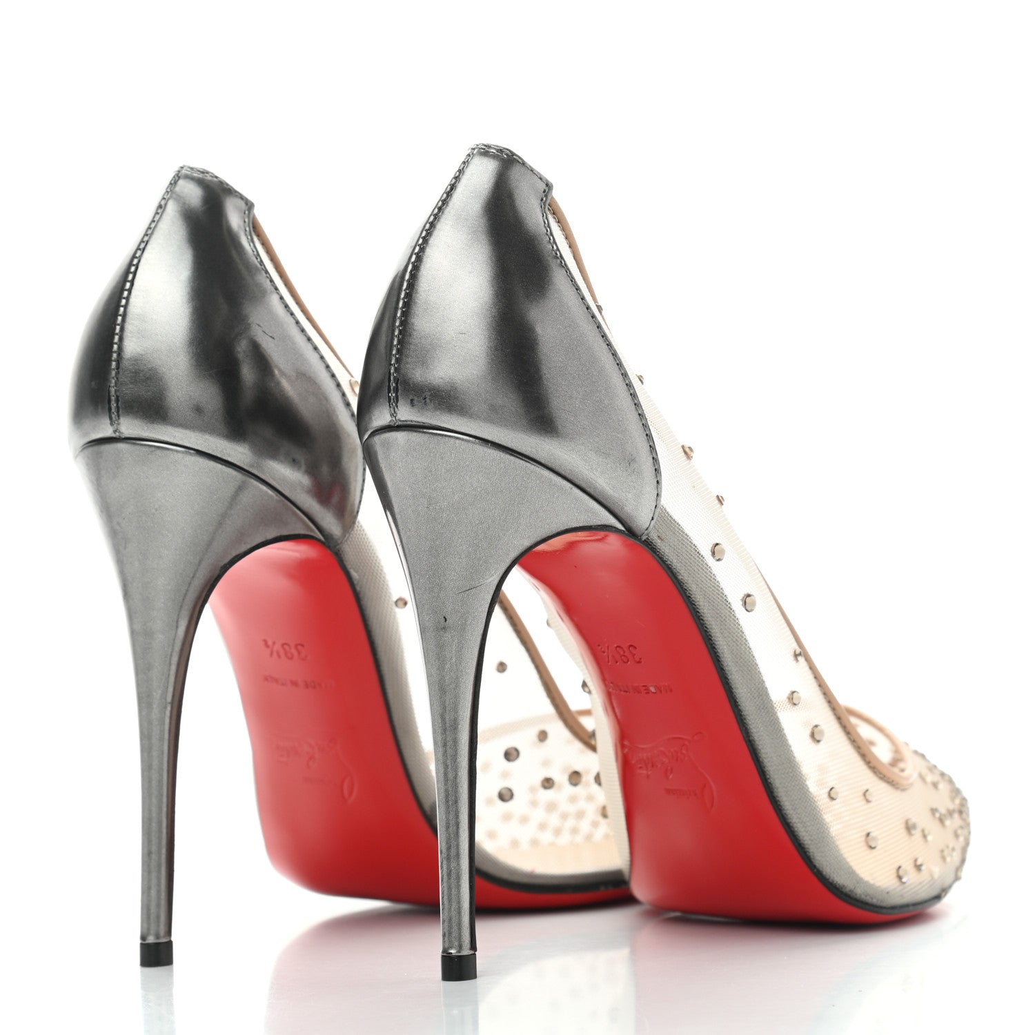 Christian Louboutin Rete Specchio Crystal Strass Follies 100 Pumps 38.5 Silver 4 of 17