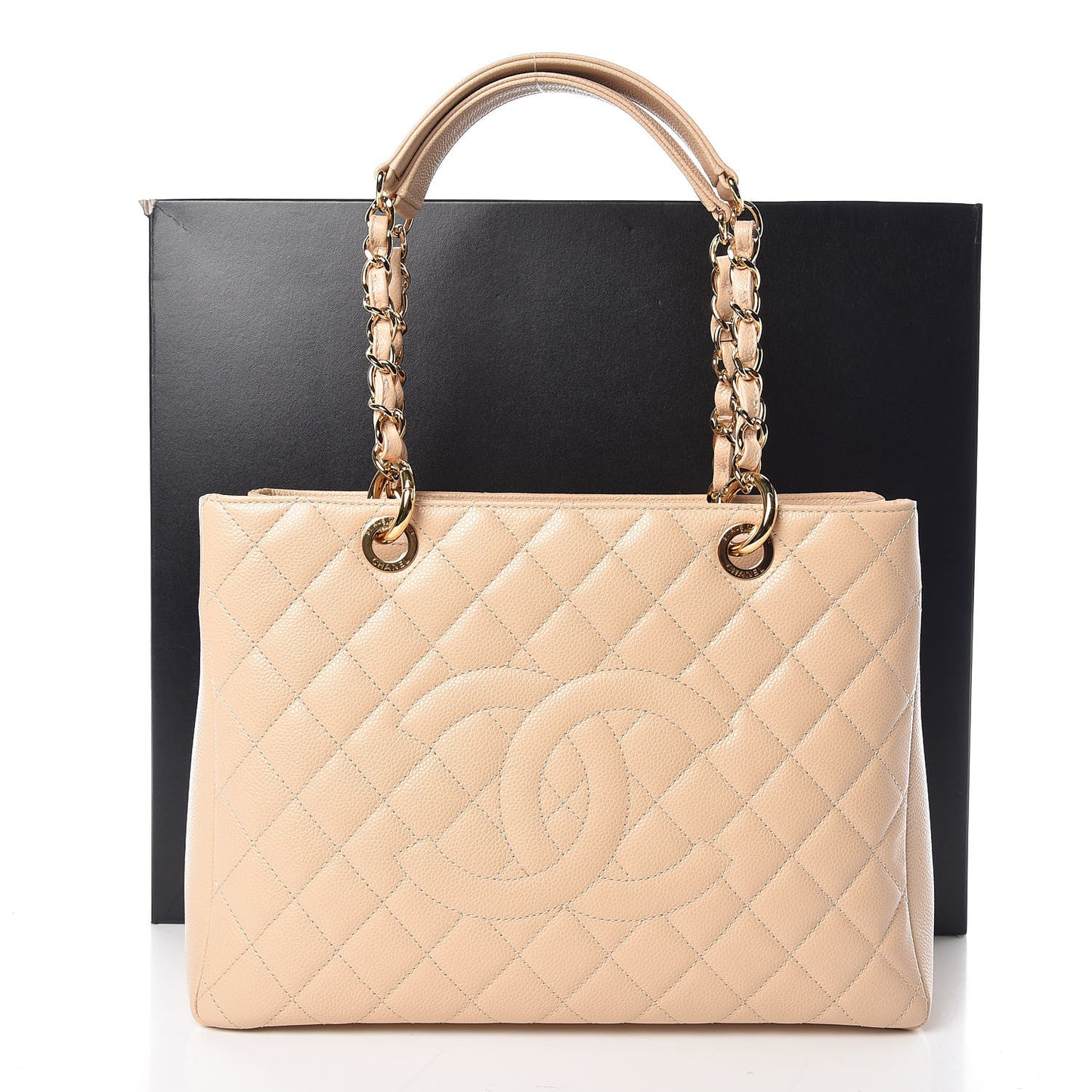 Caviar Quilted Grand Shopping Tote GST Beige Clair