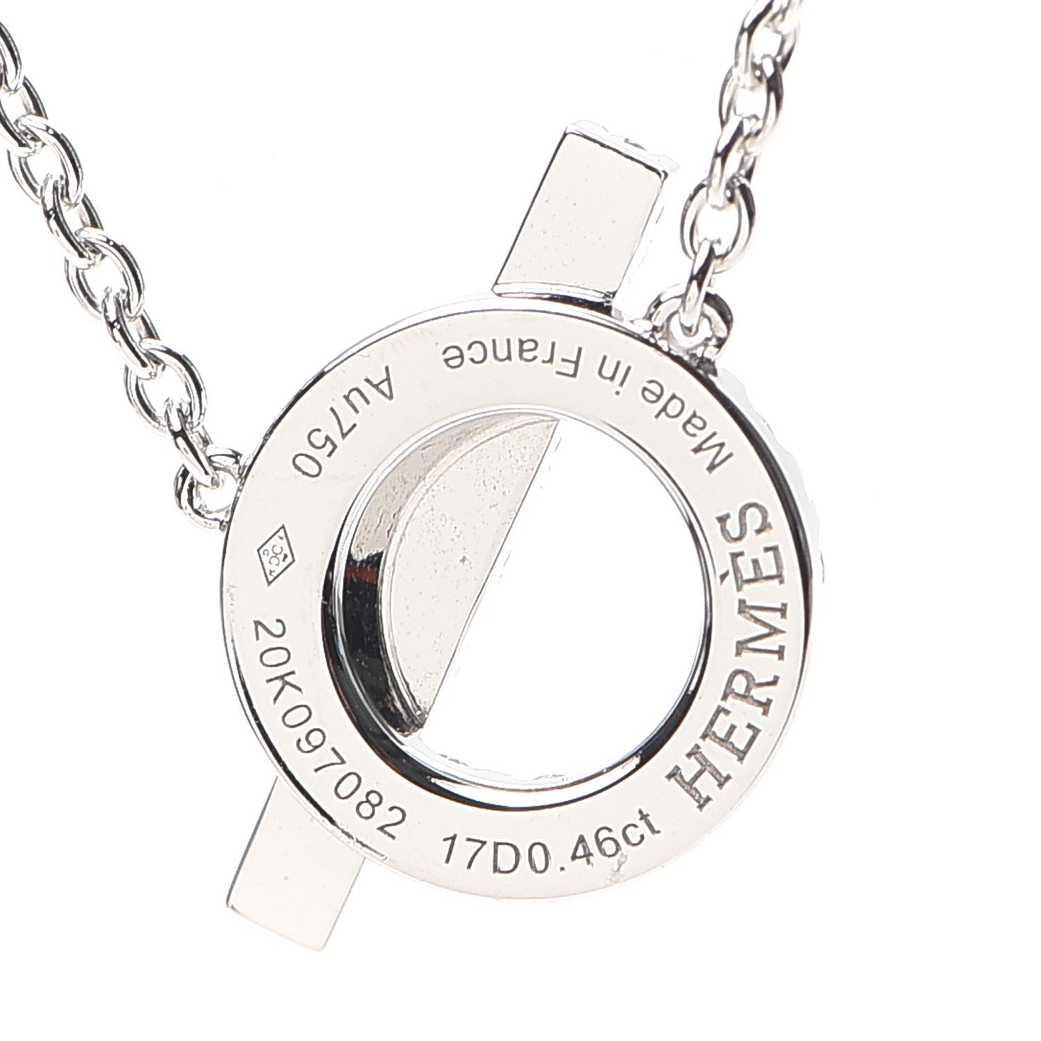 Hermes 18K White Gold Diamond Finesse Pendant Necklace 5 of 6