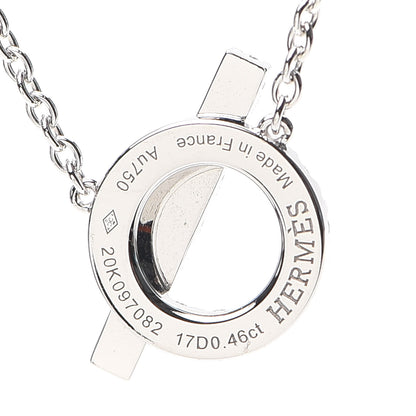 Hermes 18K White Gold Diamond Finesse Pendant Necklace 5 of 6