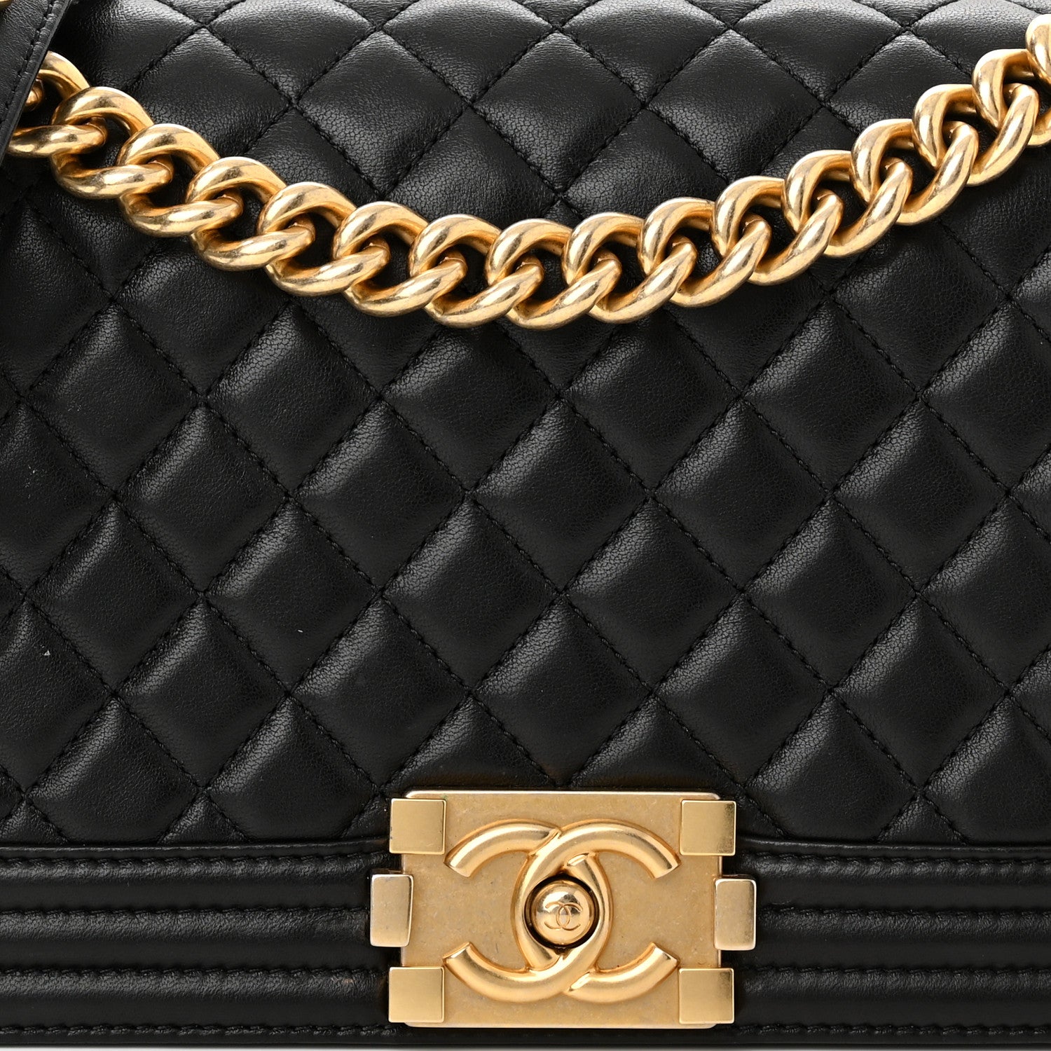 Chanel Lambskin Quilted Medium Boy Flap Black 8 of 14