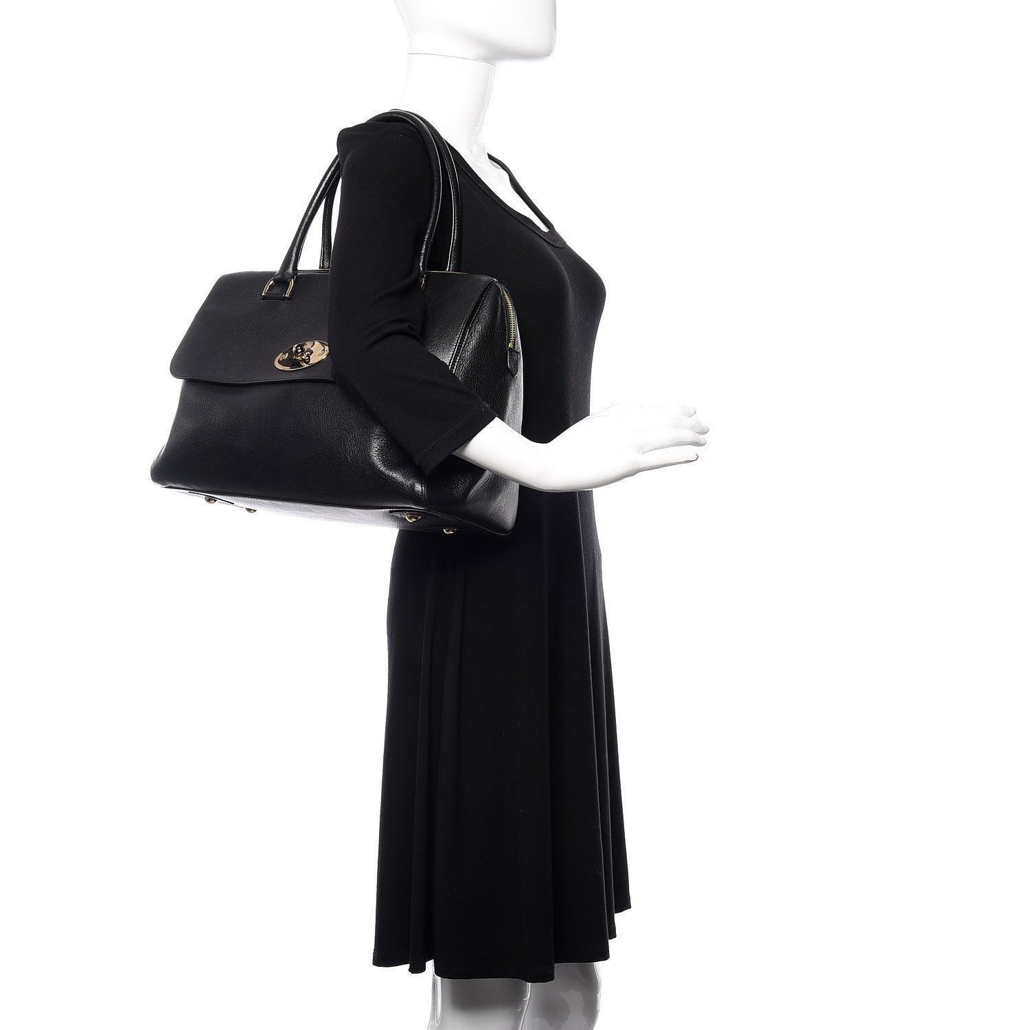 Mulberry Glossy Goatskin Medium Del Rey Satchel Black 2 of 11