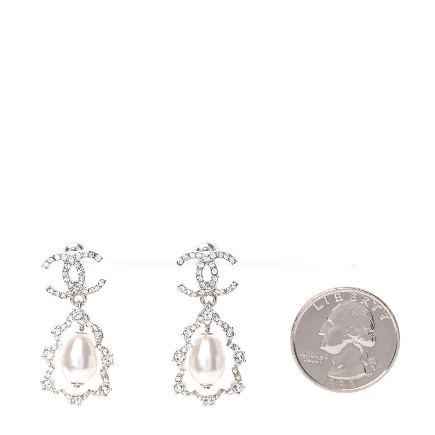 Crystal Pearl Imperial Bow Earrings Silver