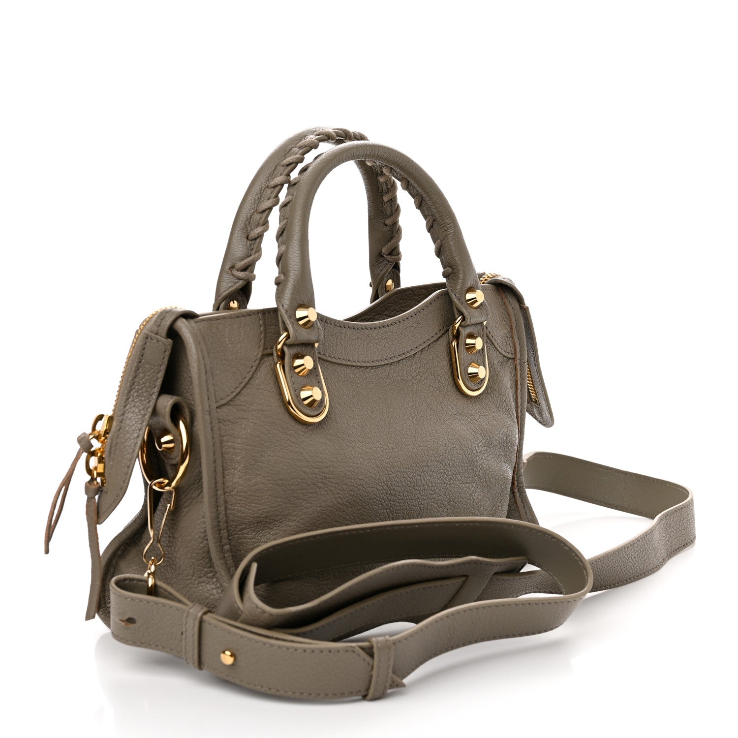 Balenciaga Chevre Gold Metallic Edge Hardware Mini City Gris Taupe 3 of 10