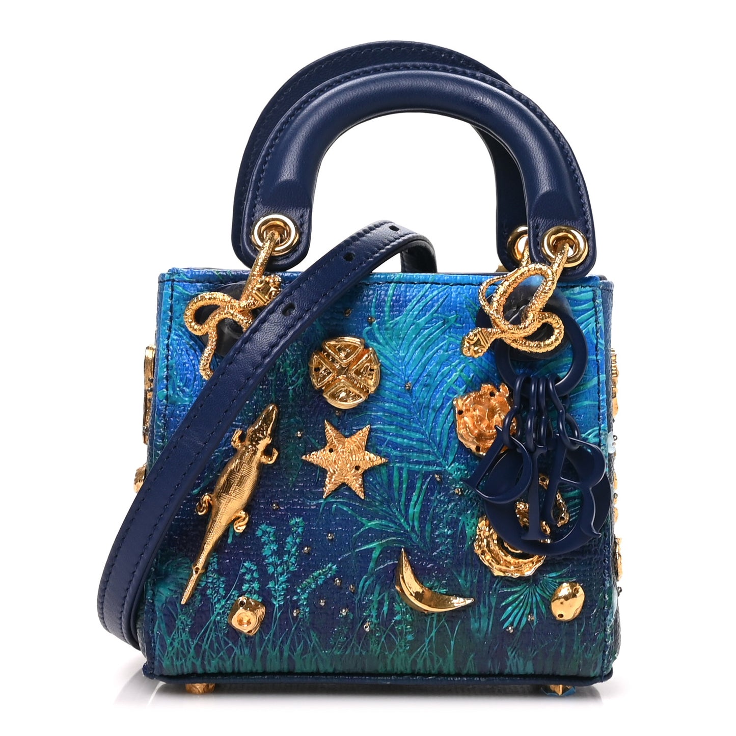 X LINA IRIS VIKTOR Calfskin Embellished Micro Lady Dior Art Blue Multicolor