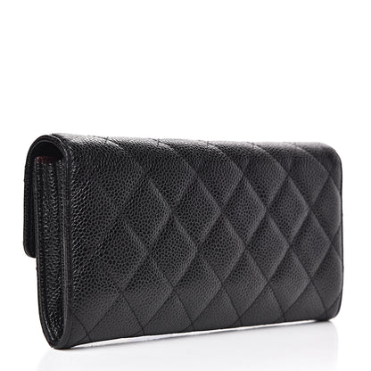 Chanel Caviar Quilted Large Gusset Flap Wallet Black 2 of 9