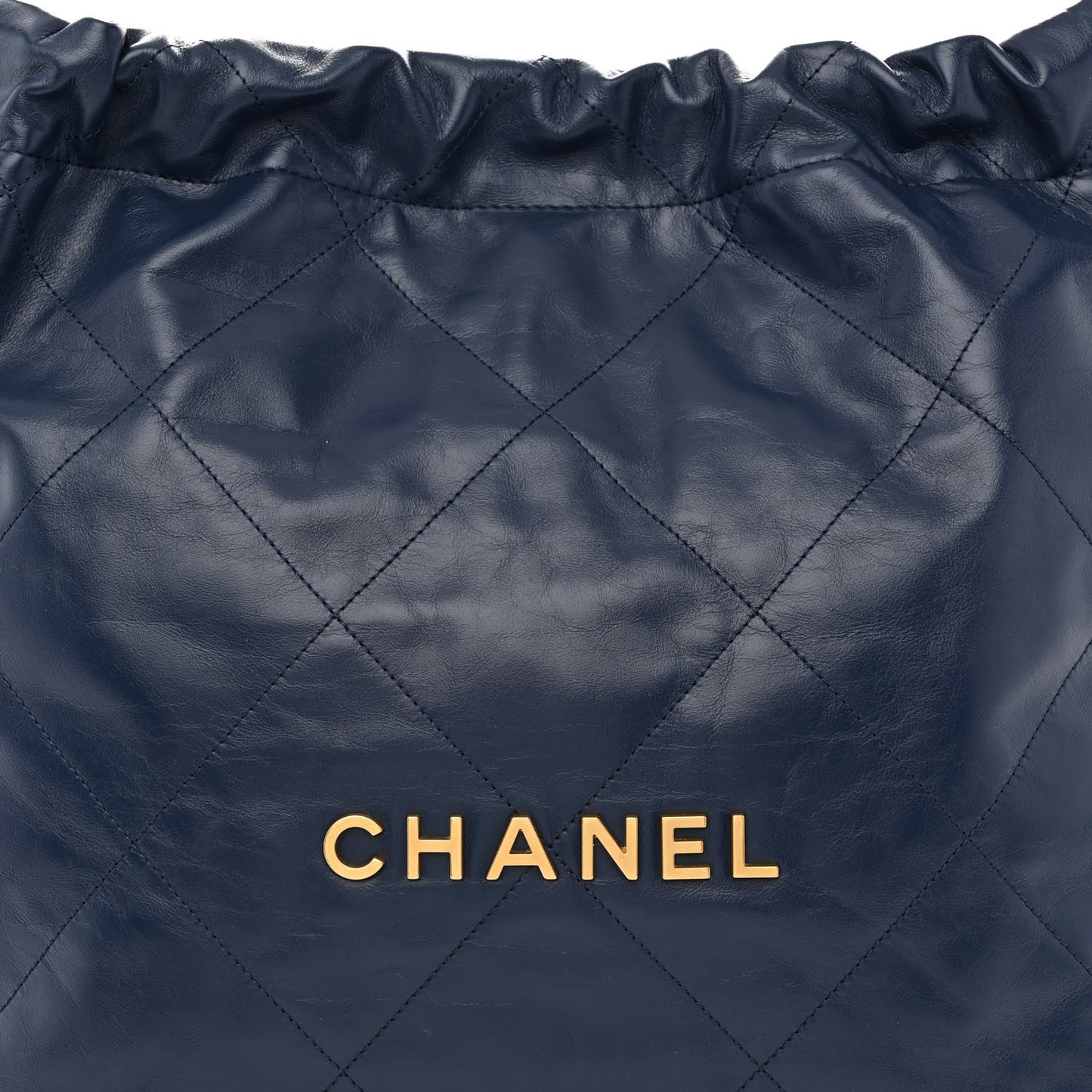 Shiny Calfskin Quilted Chanel 22 Navy Blue