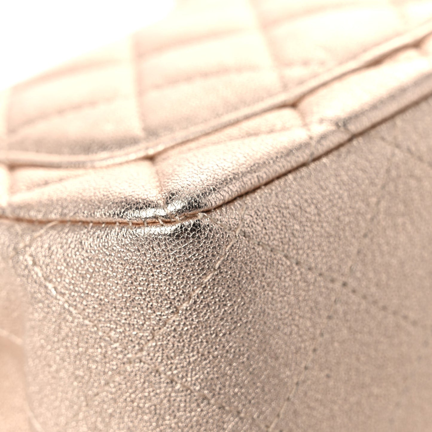 Metallic Lambskin Quilted Mini Square Flap Gold