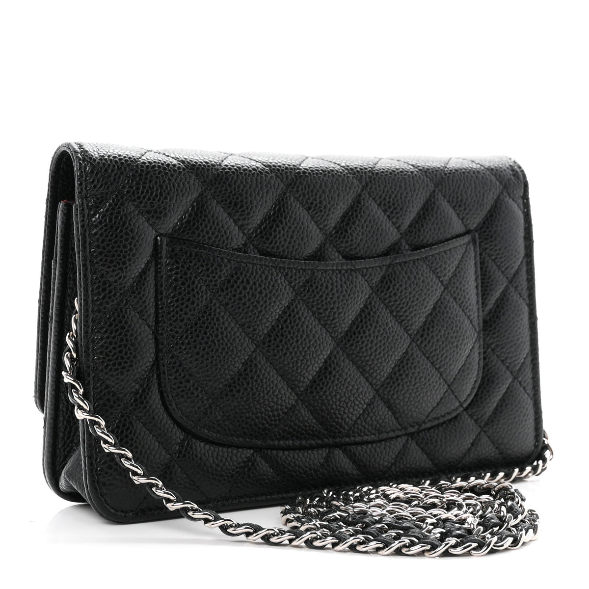 Caviar Quilted Wallet on Chain WOC Black