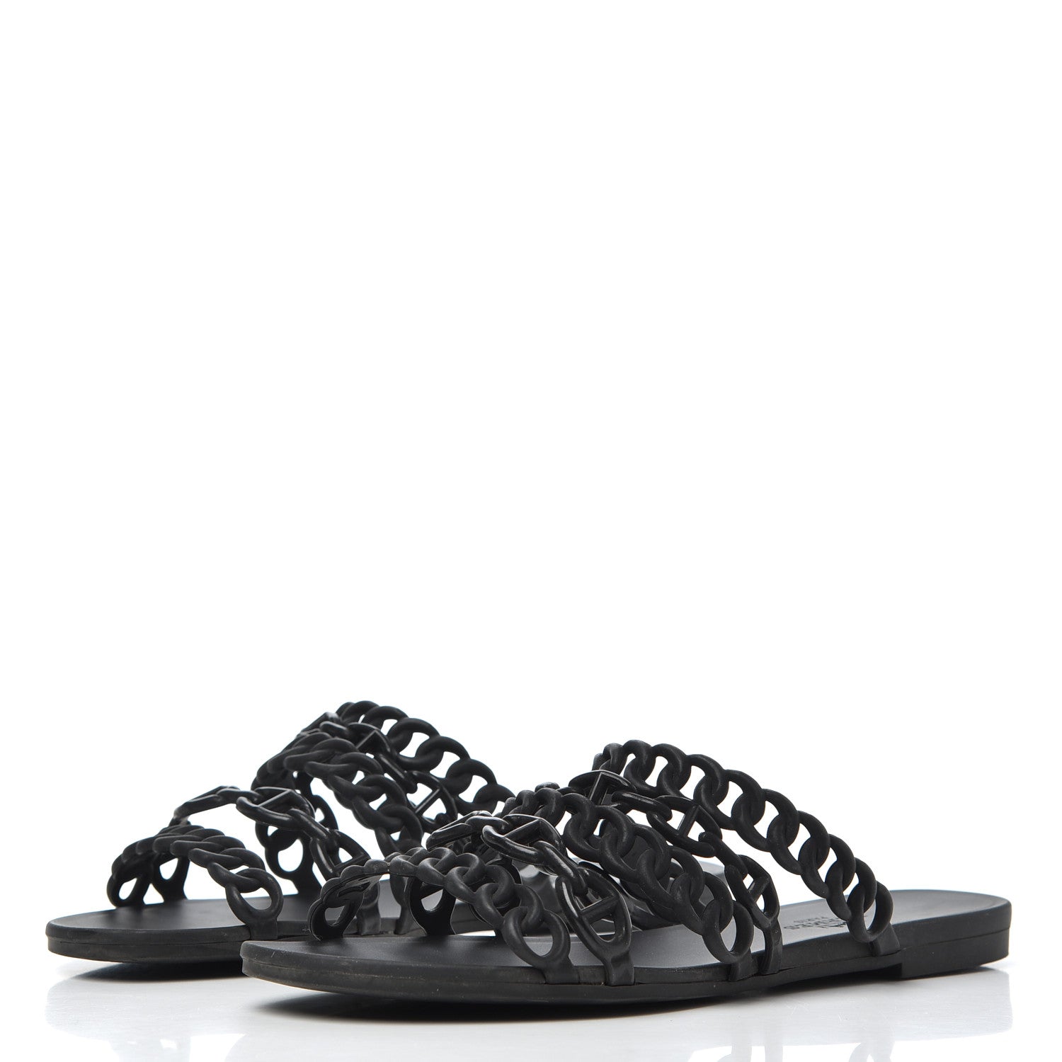 Hermes Rubber Chaine d'Ancre Nude Sandals 36 Black 3 of 16