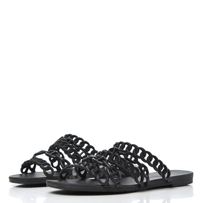 Hermes Rubber Chaine d'Ancre Nude Sandals 36 Black 3 of 16