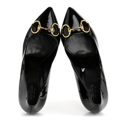 Gucci Patent Calfskin Horsebit Pumps 39 Black 2 of 12