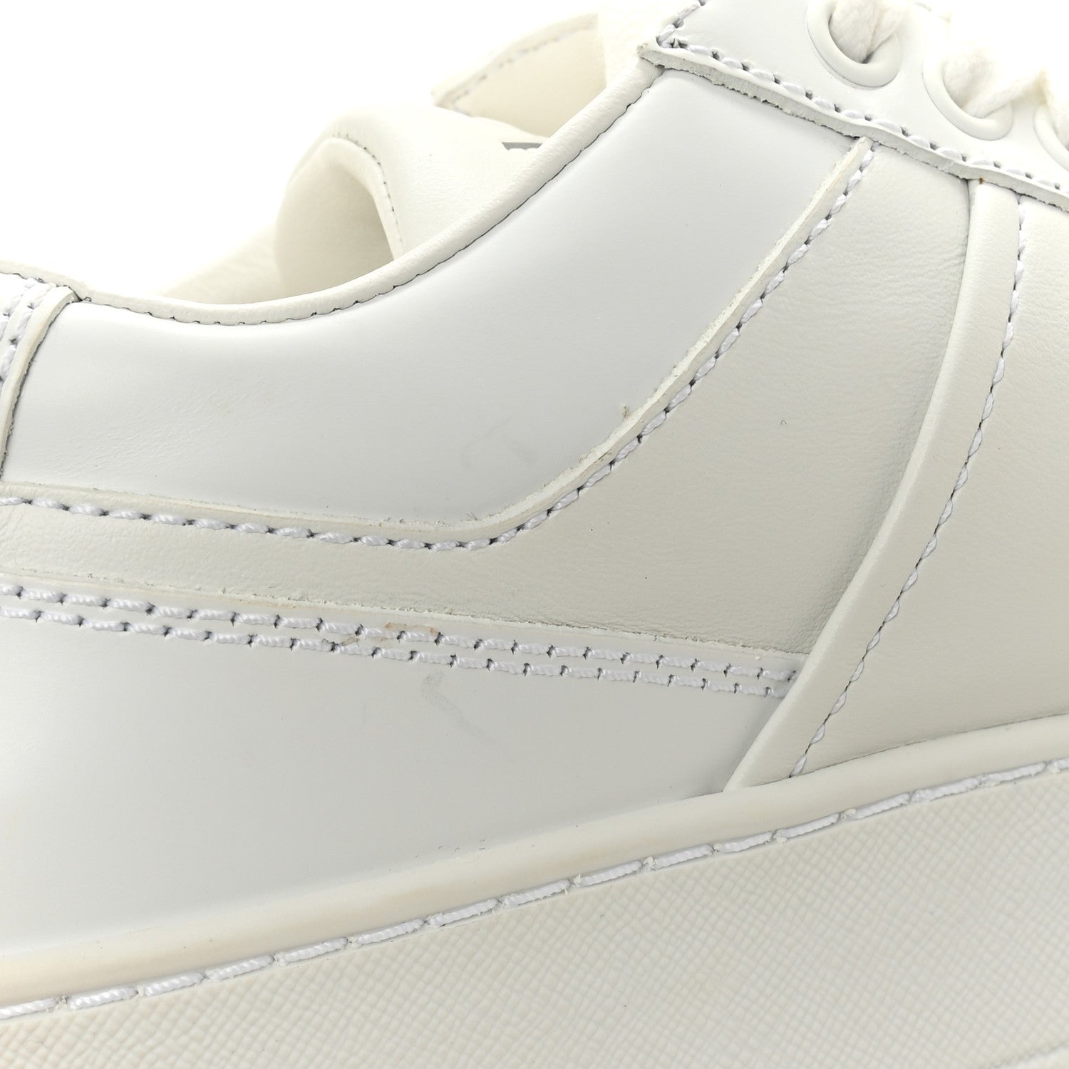 Prada Vitello Rois Triangle Womens Downtown Platform Low Top Sneakers 37 White 10 of 11
