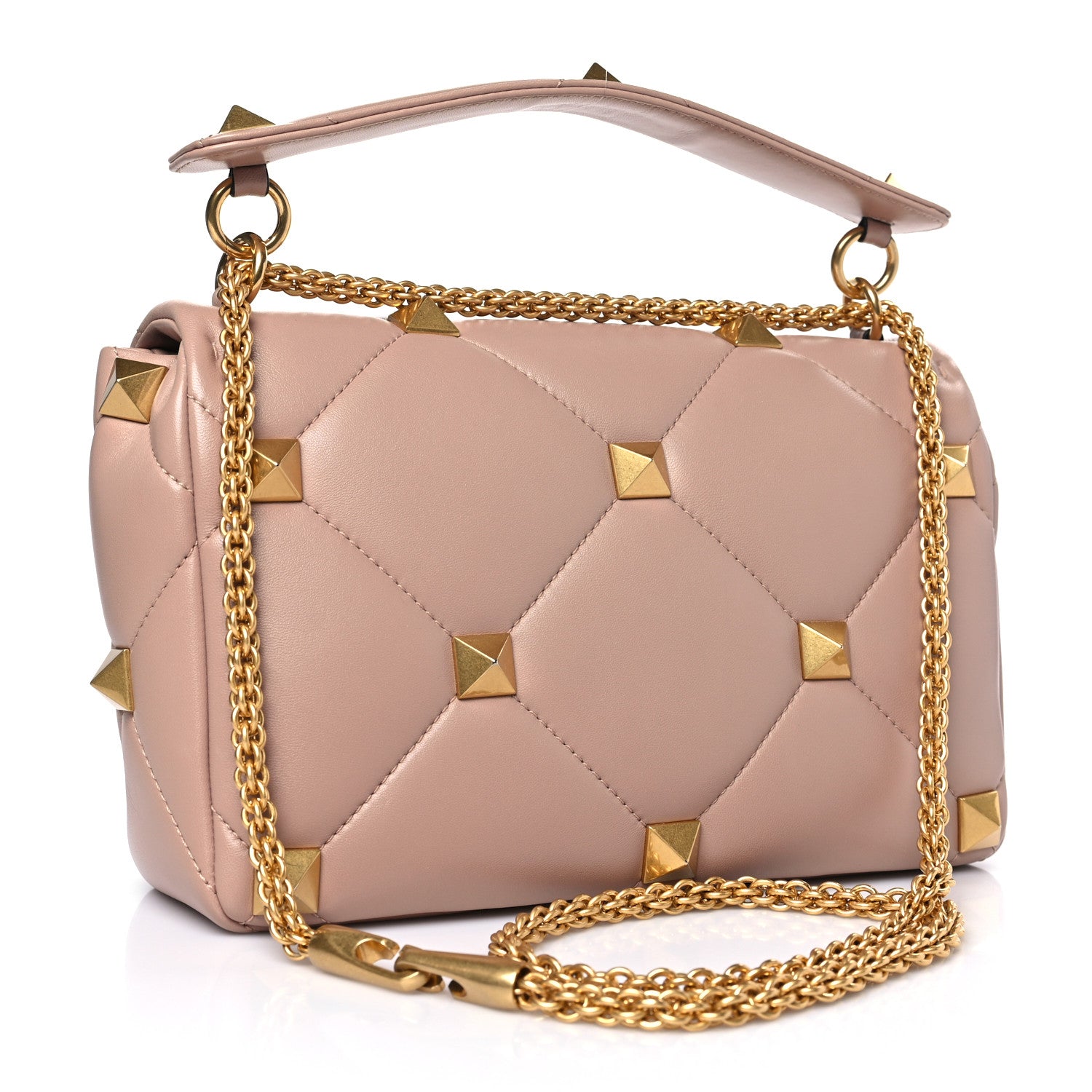 Valentino Garavani Nappa Large Roman Stud Shoulder Bag Rose Cannelle 3 of 8