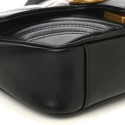 Gucci Calfskin Matelasse Mini GG Marmont Shoulder Bag Black 5 of 10