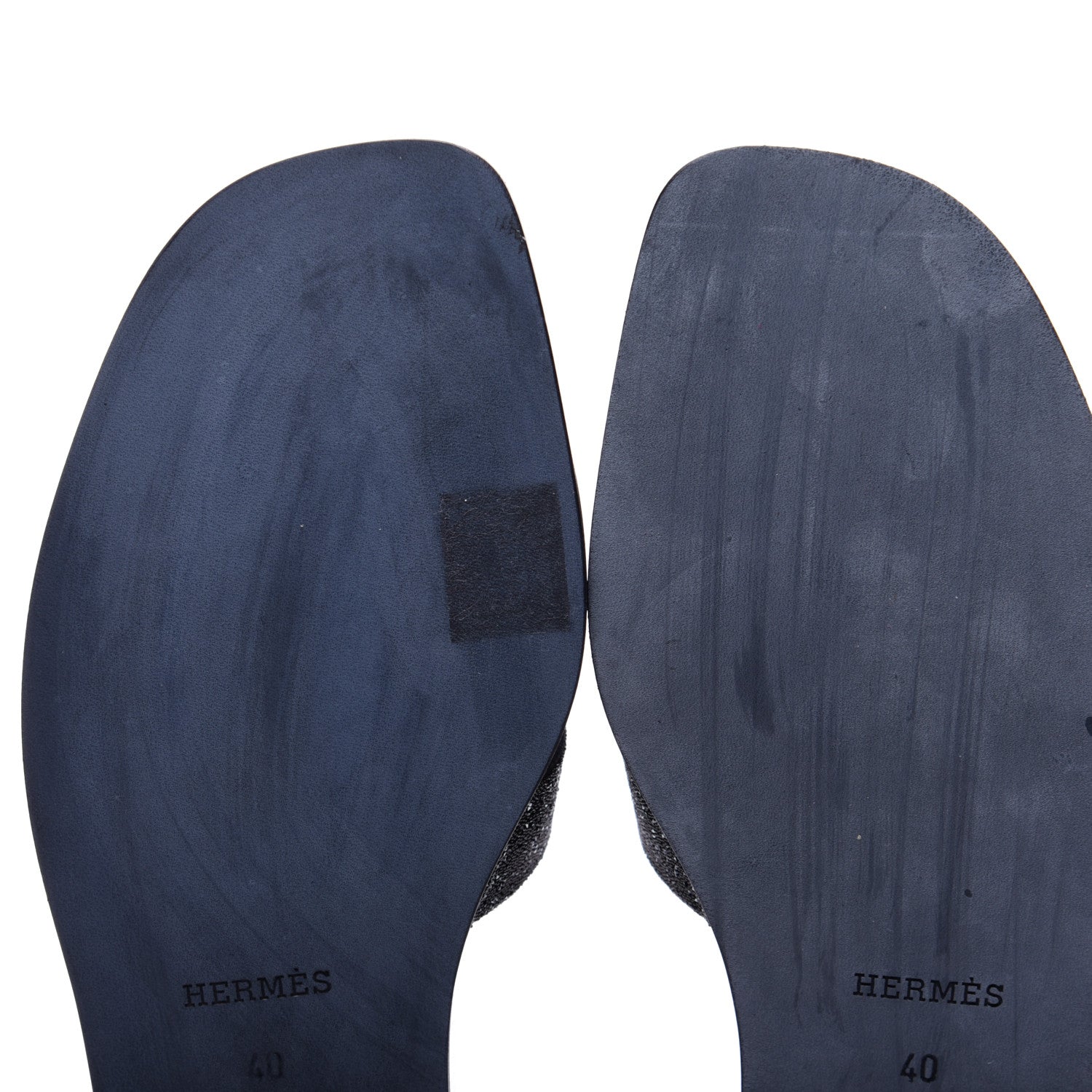 Hermes Suede Goatskin Crystal Powder Oran Sandals 40 Black 12 of 14