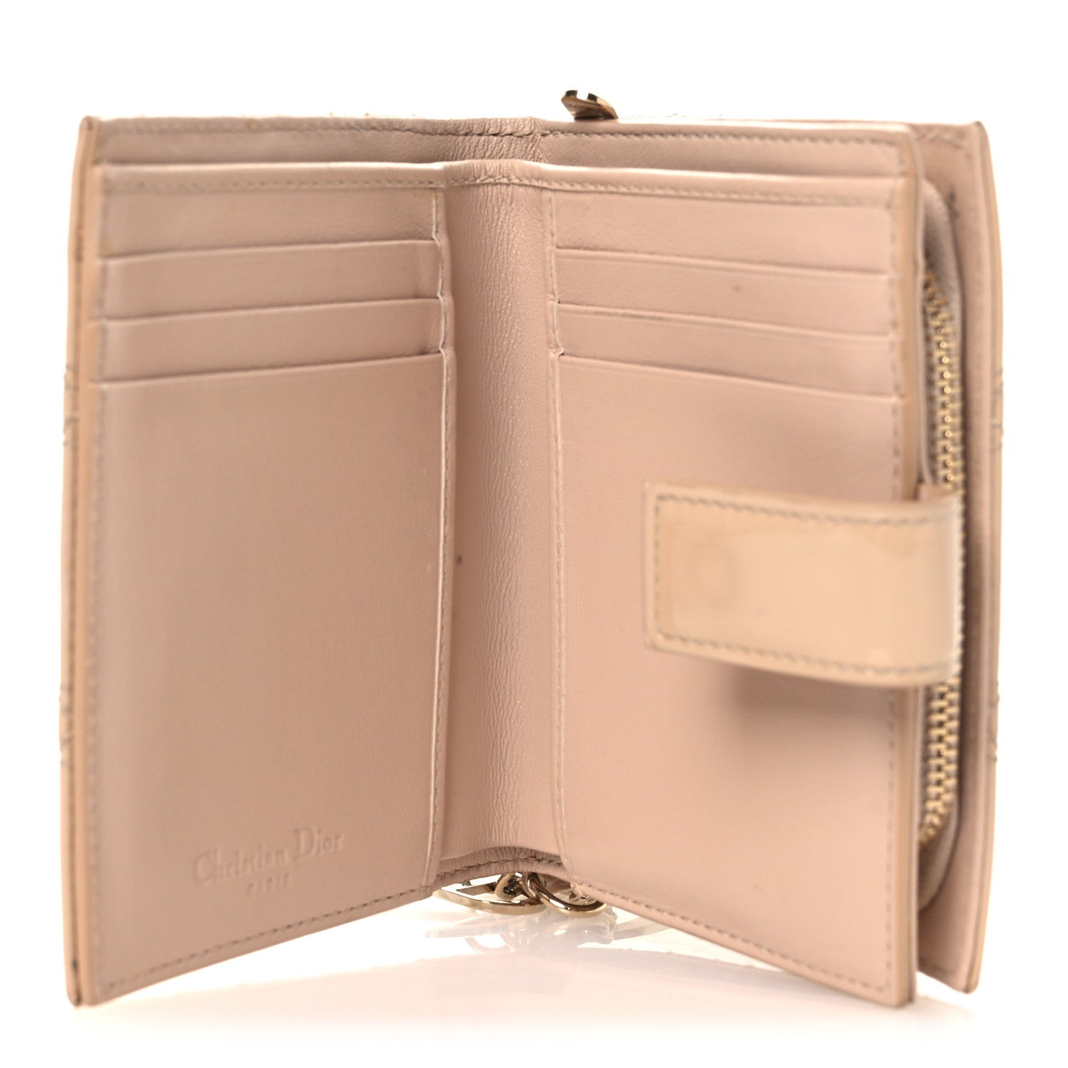 Christian Dior Patent Cannage Lady Dior Eden Wallet Beige 5 of 12