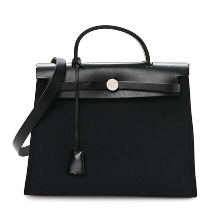 Hermes Military Toile Vache Hunter Herbag Zip PM 31 Black 1 of 11