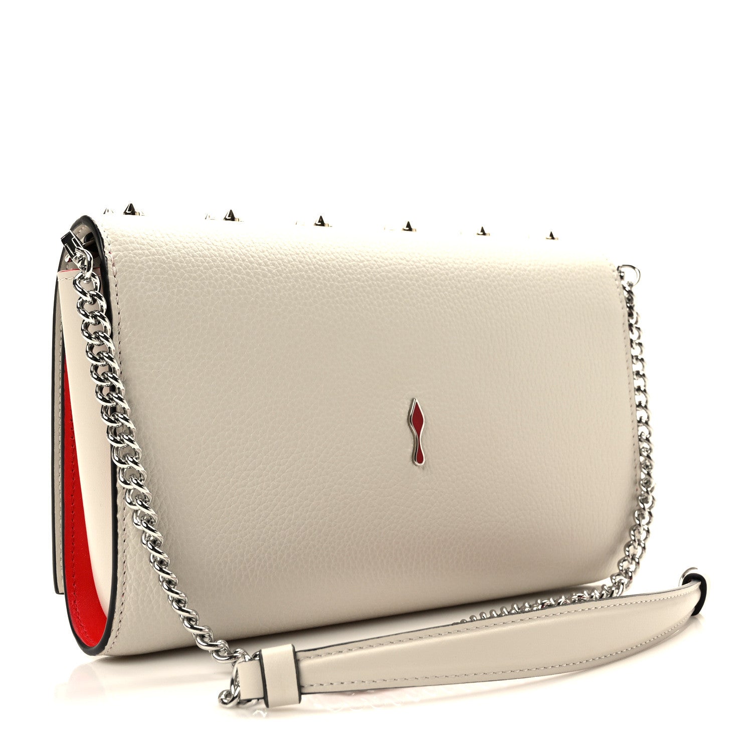 Christian Louboutin Calfskin Spikes Loubinthesky Paloma Clutch Craie Multicolor 3 of 9