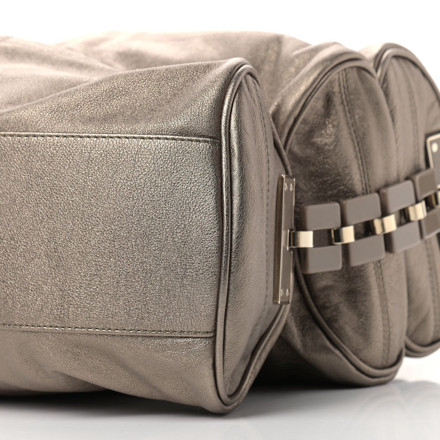 Metallic Calfskin Resin Villa Moda Hobo Bronze