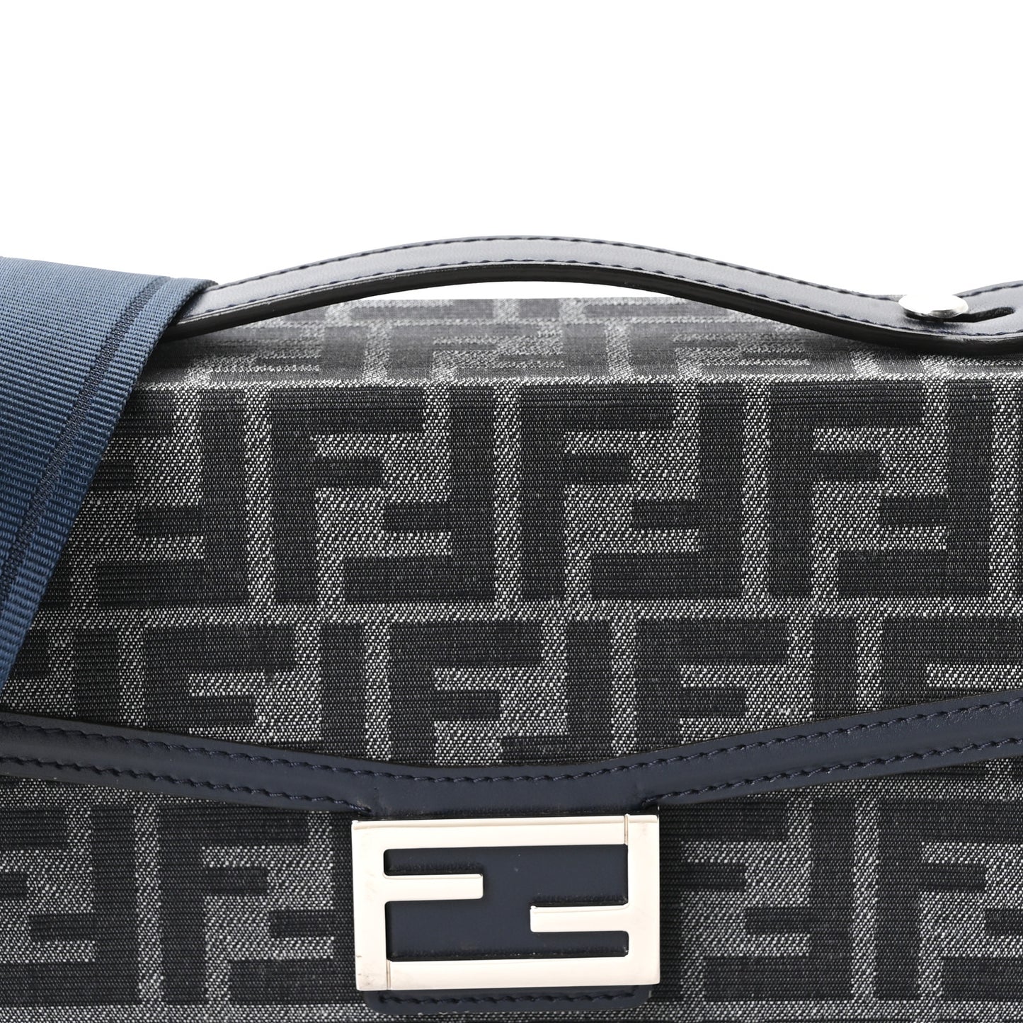 Recycled Fabric Jacquard Vitello King FF 1974 Baguette Soft Trunk  Blue