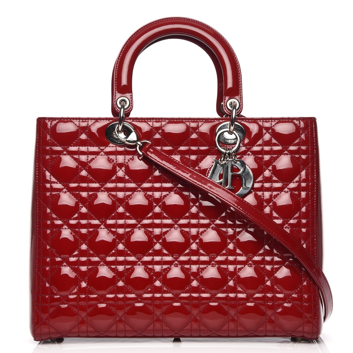 Christian Dior Patent Cannage Large Lady Dior Red 1 of 12
