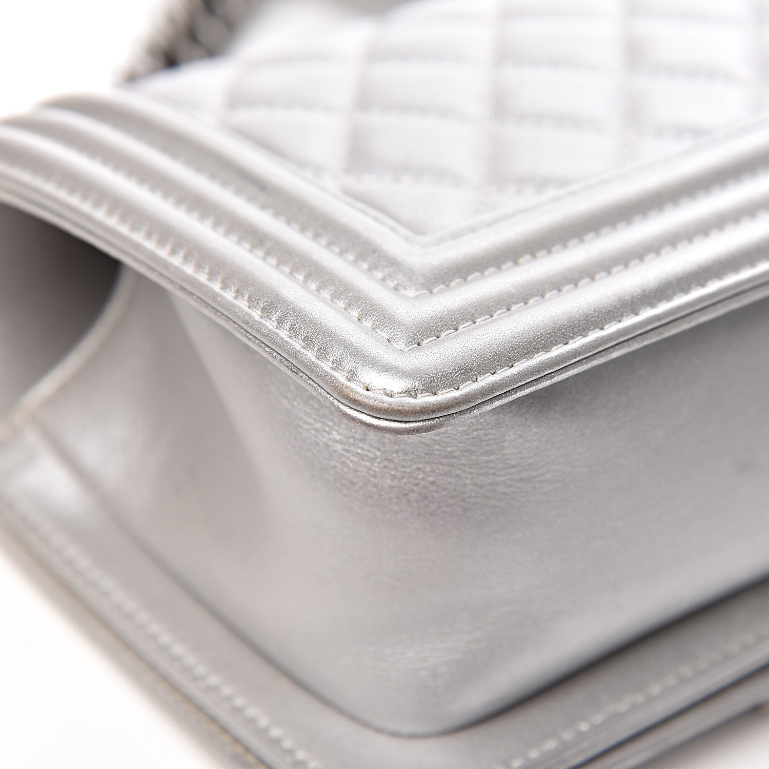 Chanel Metallic Calfskin Quilted Small Boy Flap Silver 13 of 15