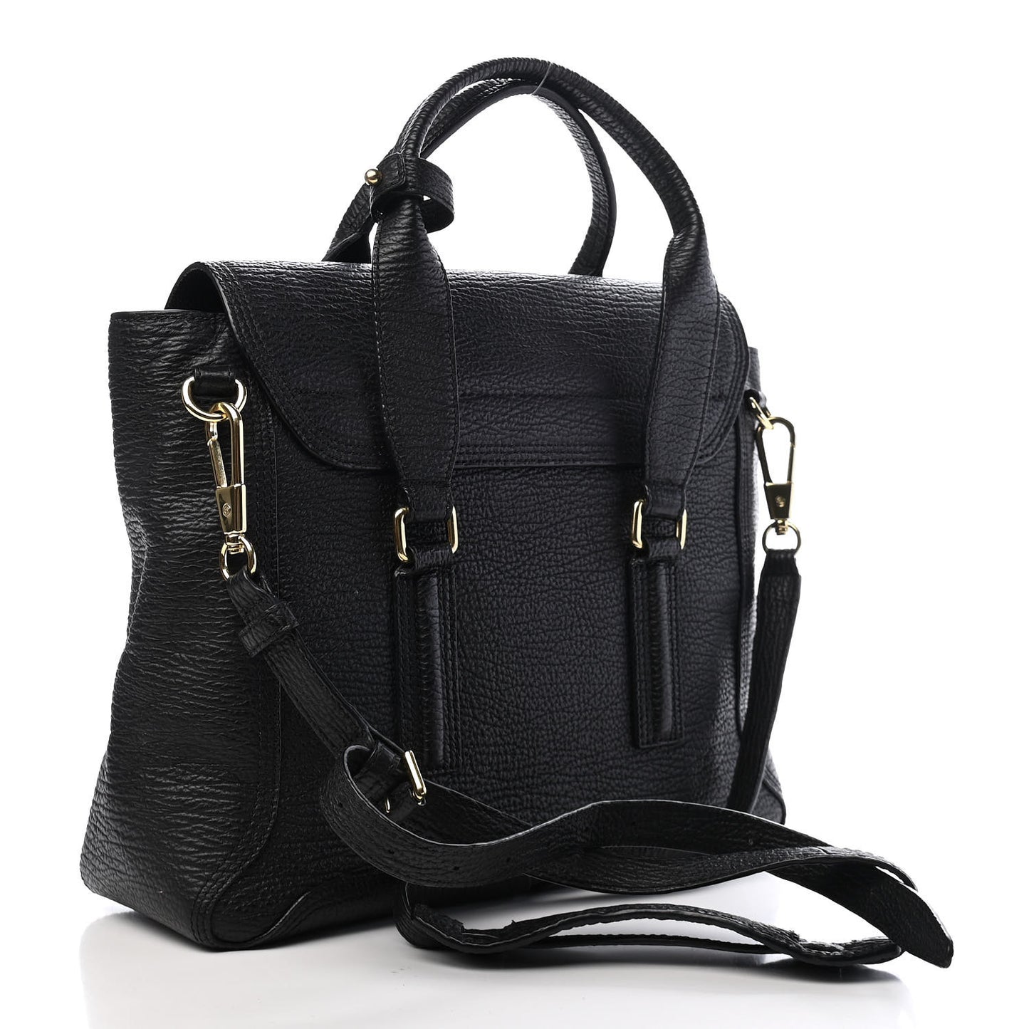 Textured Calfskin Medium Pashli Satchel Black