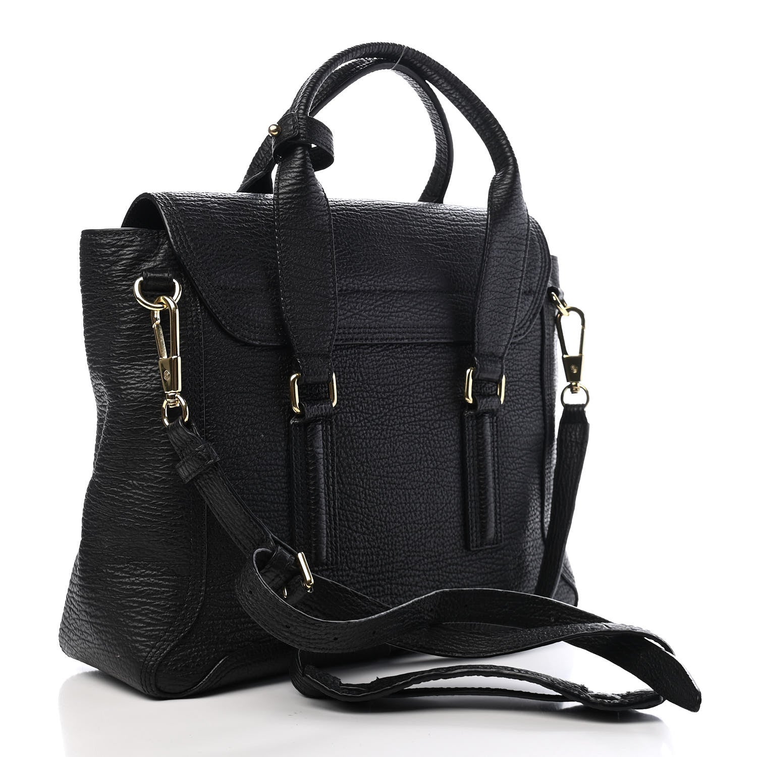 3.1 Phillip Lim Textured Calfskin Medium Pashli Satchel Black 3 of 9