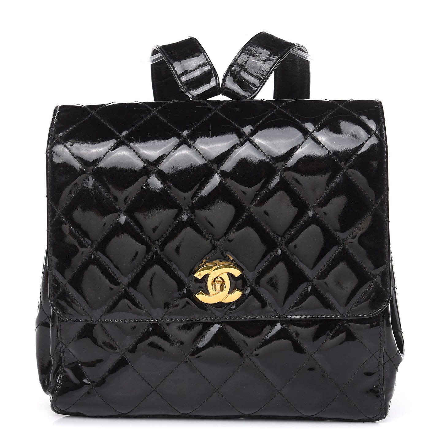 Patent Quilted Backpack Black