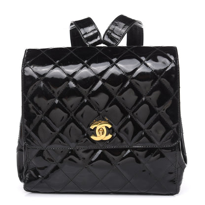 Chanel Patent Quilted Backpack Black 1 of 17