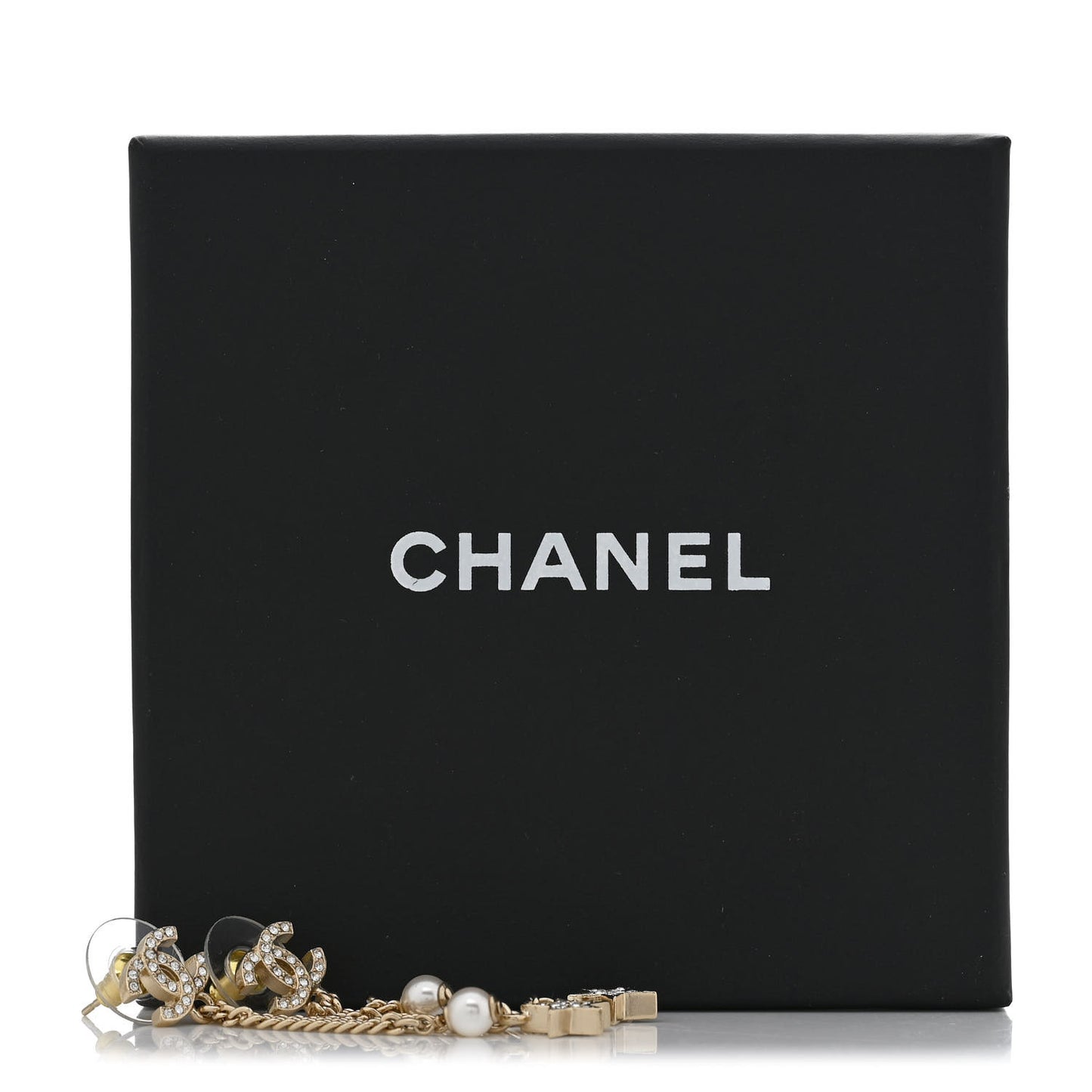 Crystal Pearl CC Star Drop Earrings Gold
