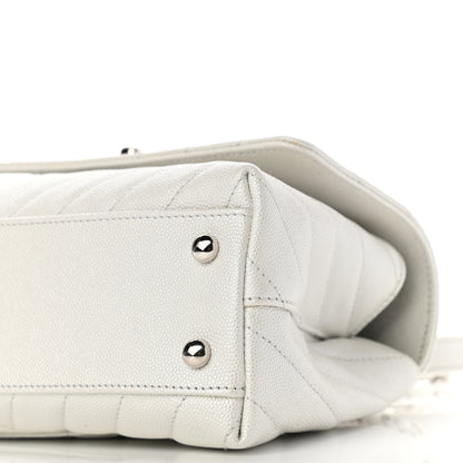 Chanel Iridescent Caviar Chevron Quilted Mini Coco Handle Flap White 18 of 19