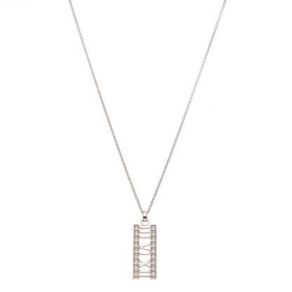Tiffany 18K White Gold Diamond Atlas Bar Pendant Necklace 1 of 9