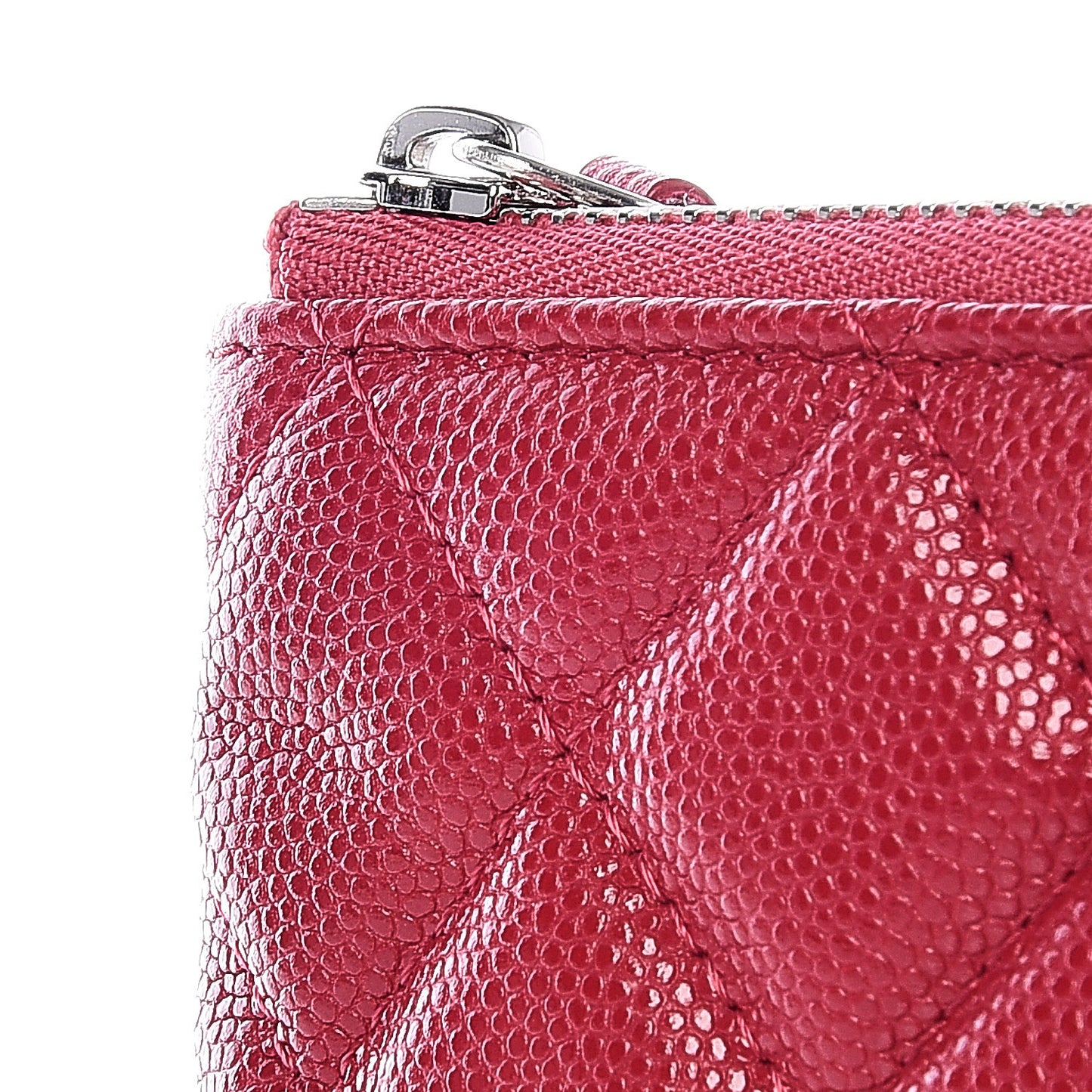 Caviar Quilted Small Cosmetic Case Dark Red