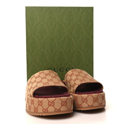 Gucci Canvas GG Monogram Angelina Platform Slide Sandals 42 Beige Ruggine 9 of 9