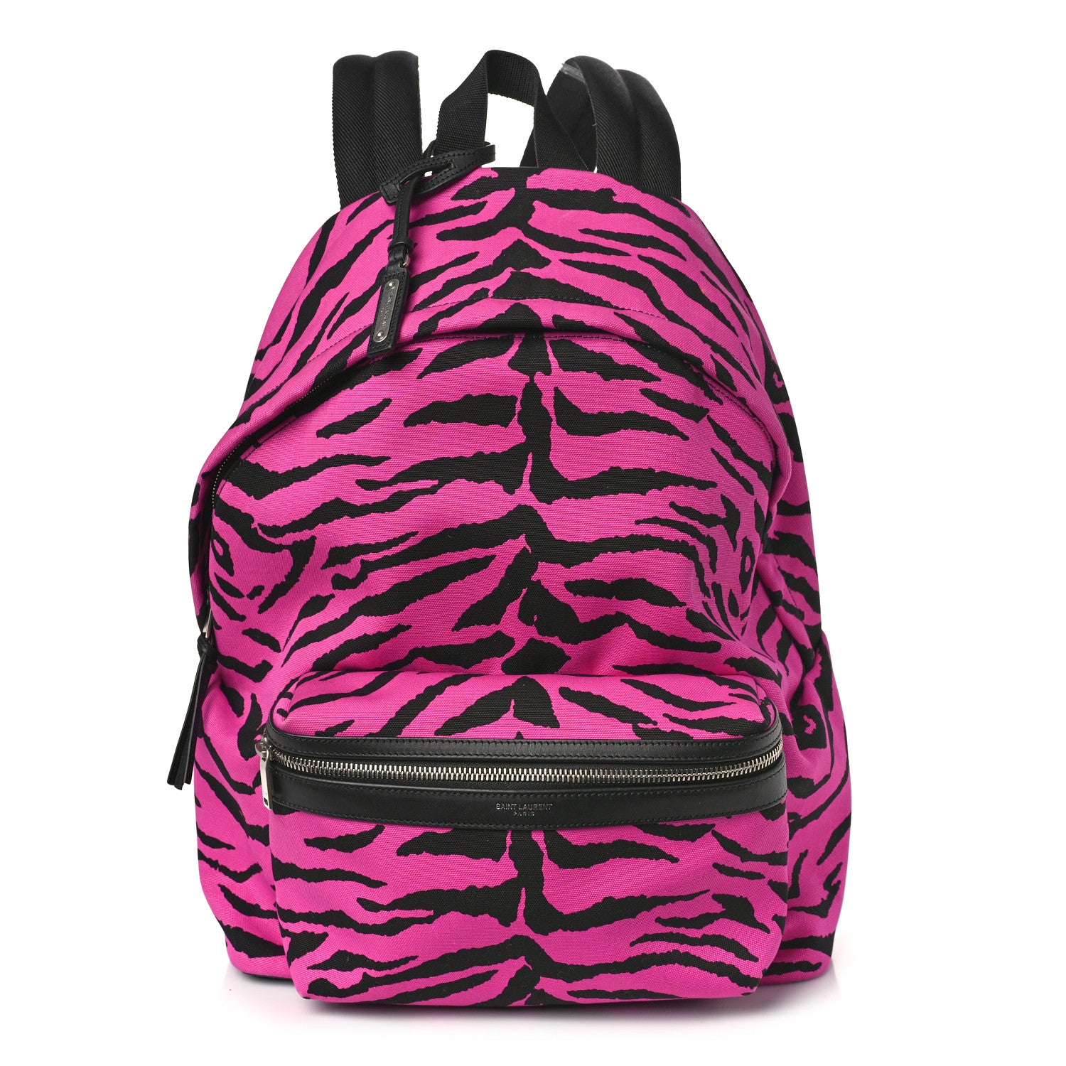 Saint Laurent Canvas Zebra Print City Backpack Pink Black 1 of 8