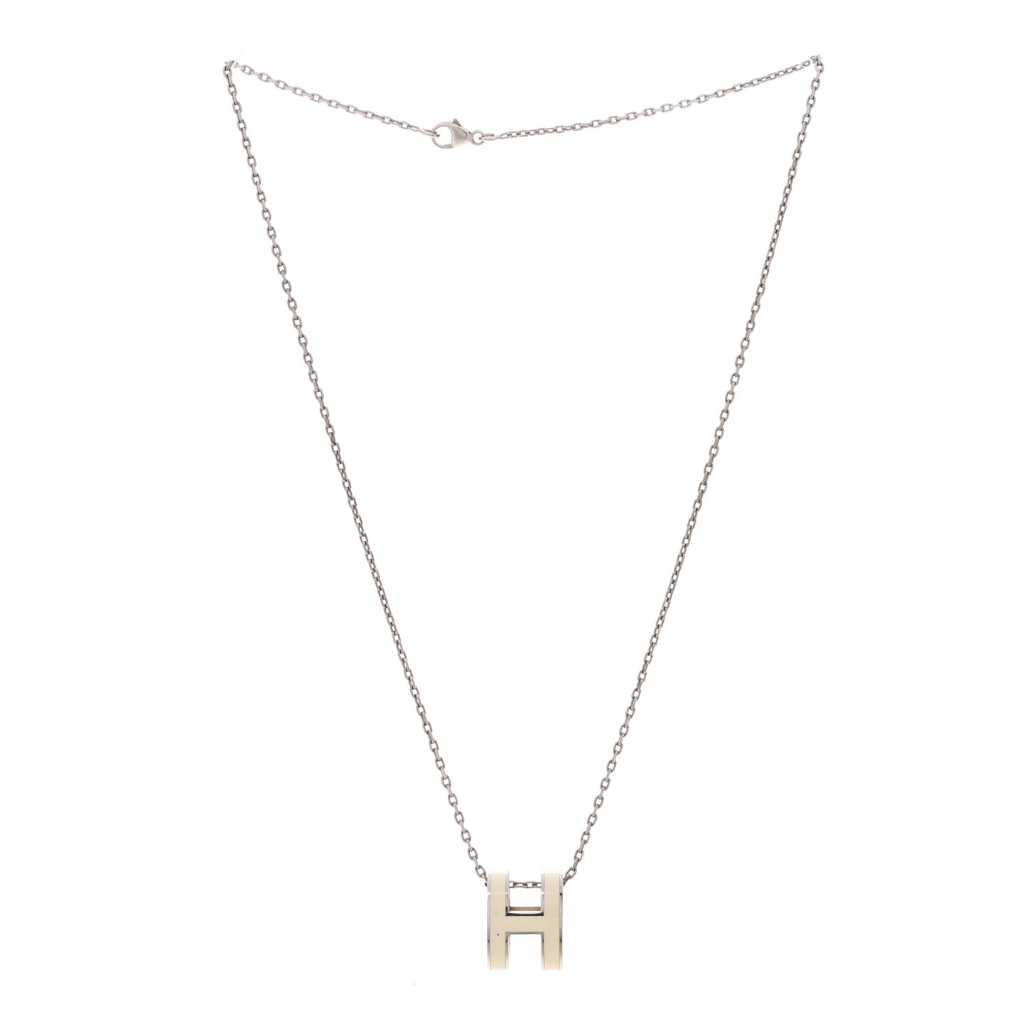 Lacquered Palladium Pop H Pendant Necklace White