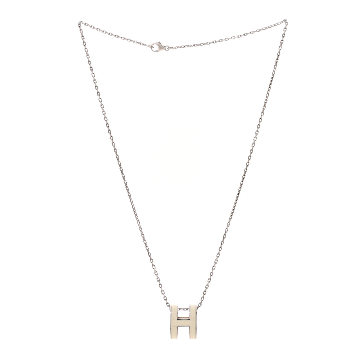 Hermes Lacquered Palladium Pop H Pendant Necklace White 3 of 7