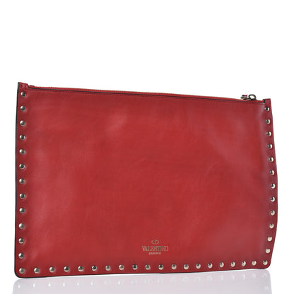 Valentino Garavani Vitello Large Rockstud Zip Pouch Red 3 of 7