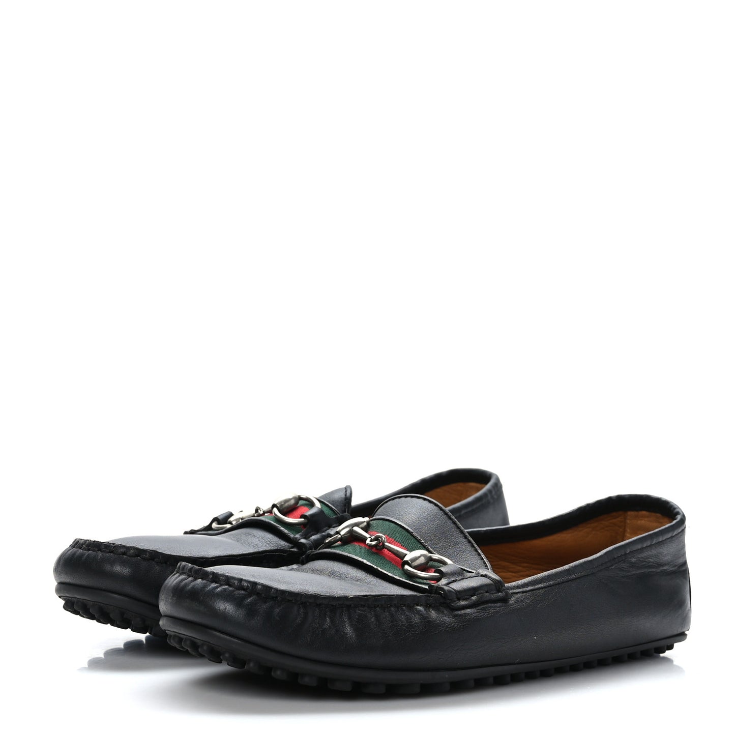 Miro Soft Calfskin Web Mens Horsebit Driver Loafers 7 Black