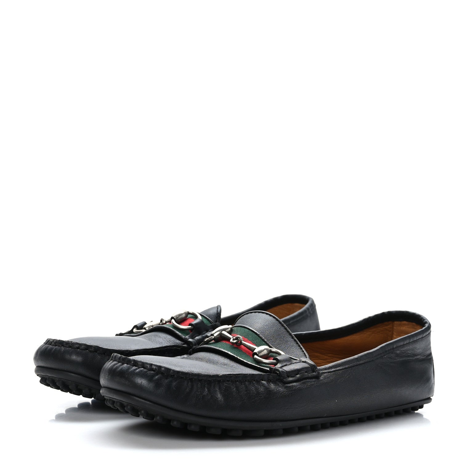 Gucci Miro Soft Calfskin Web Mens Horsebit Driver Loafers 7 Black 3 of 9